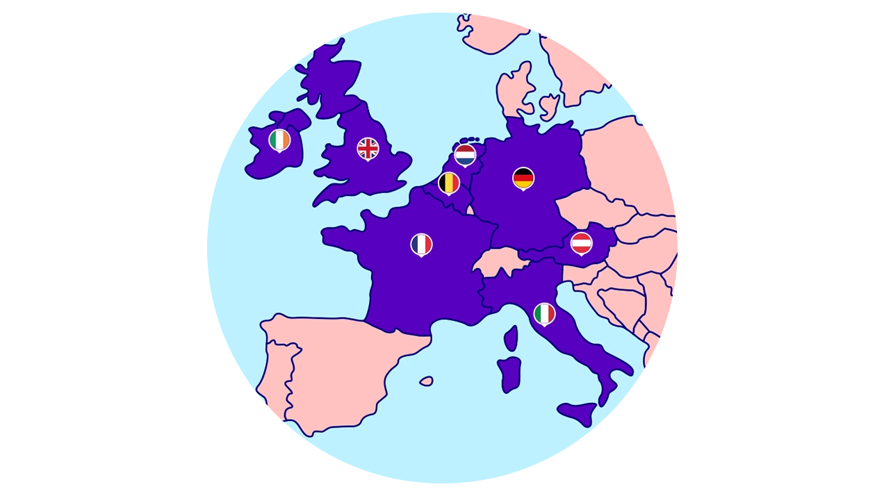 Cartões de oferta internacionais para mais de 8 países